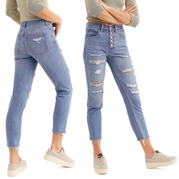 Free People We The Free Blossom Rigid Button Fly Skinny Jeans Sz 31 - Picture 1 of 6